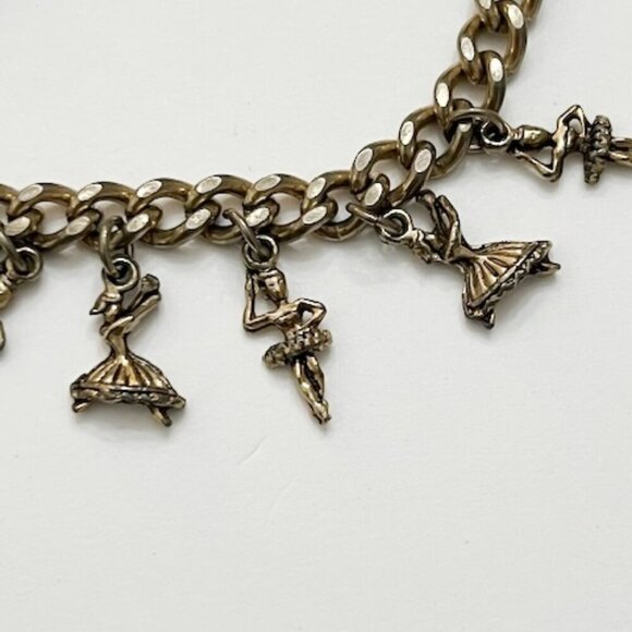 Vintage Charm Bracelet Ballet Ballerina Gold Tone Chainlink Dance Unbranded - Picture 3 of 6